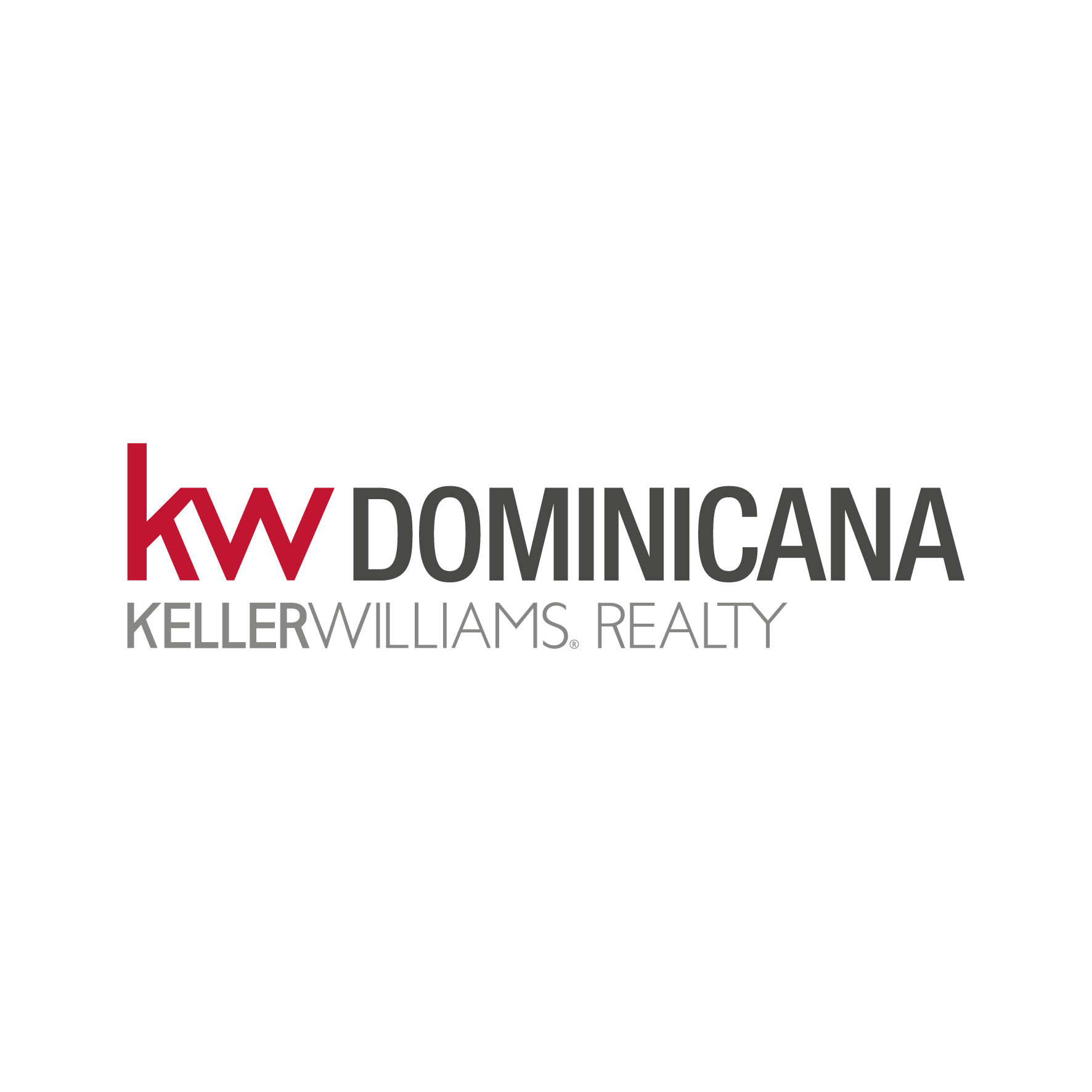 Logo featuring "kw DOMINICANA" in red and gray, with "KELLER WILLIAMS REALTY" below in smaller text.
